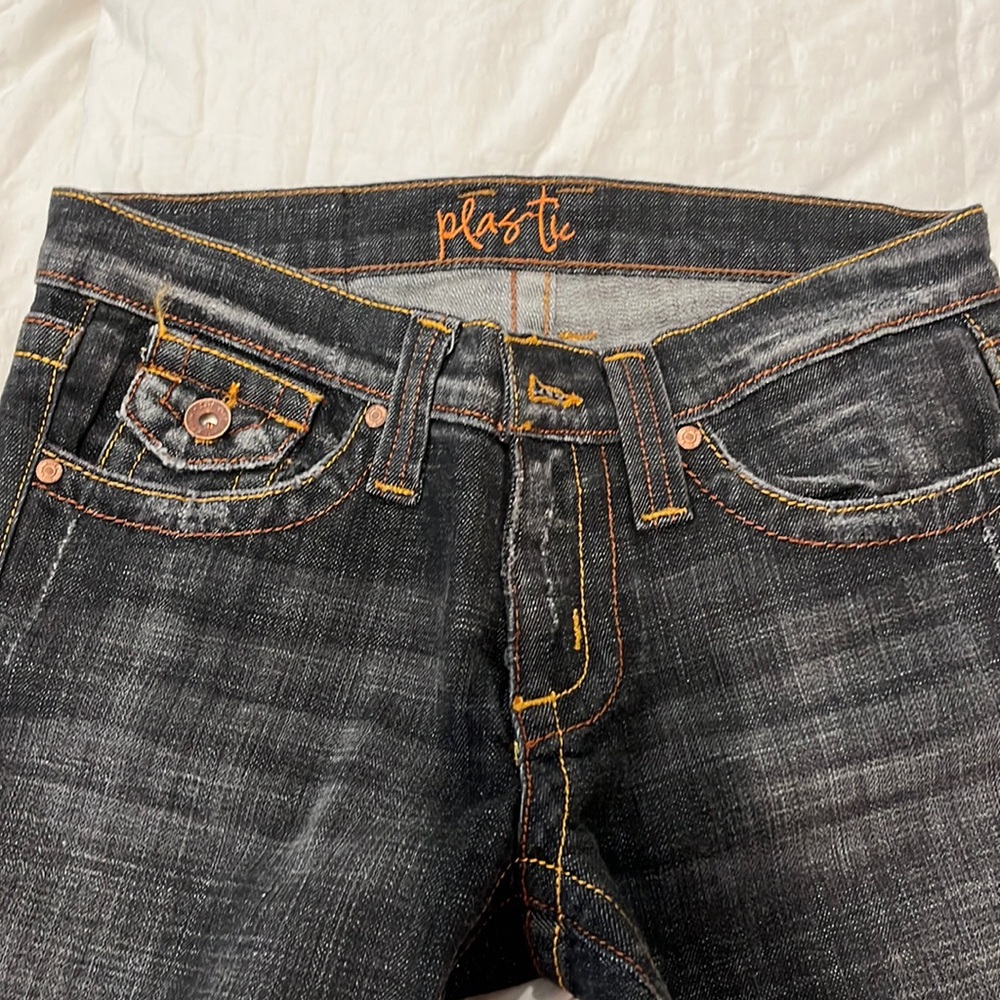 Size 5 Plastic Jeans! Dark Denim. So Cute Never Worn